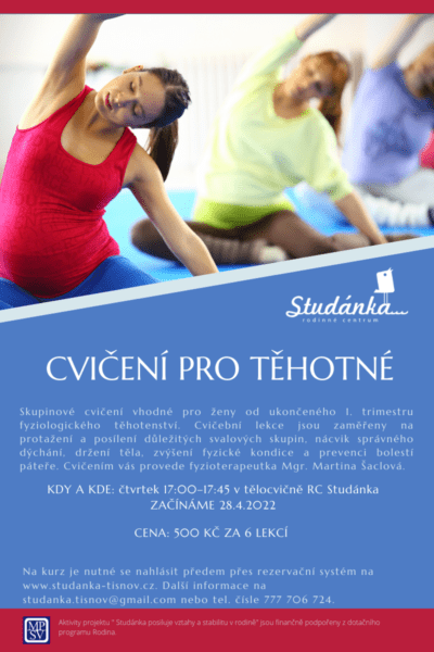 Plakát akce: Cvičení pro těhotné – začínáme 28.4.2022