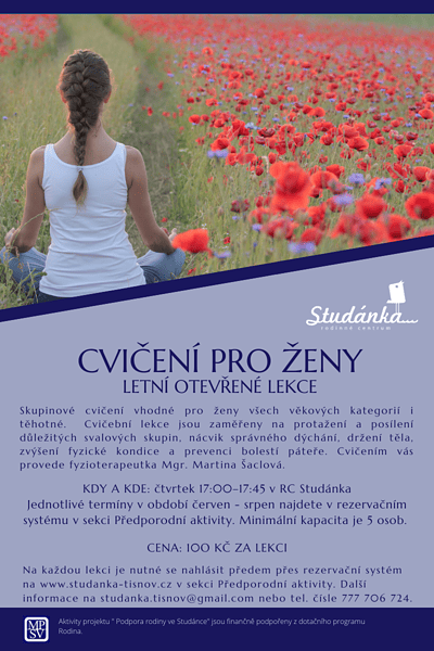 Plakát akce: Cvičení pro ženy – letní otevřené lekce