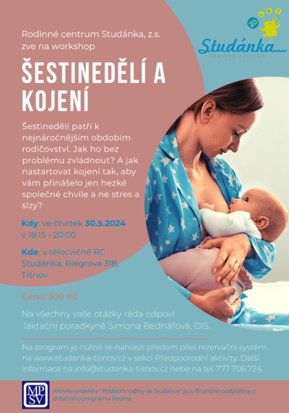 Plakát akce: Šestinedělí a kojení – ZRUŠENO