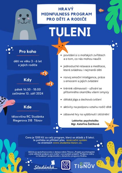 Plakát akce: Tuleni – hravý Mindfulnes program pro děti a rodiče